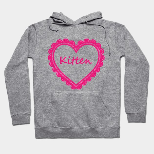 Kitten Heart Cute Sub Dom Sweet Hearts Hoodie by Mellowdellow